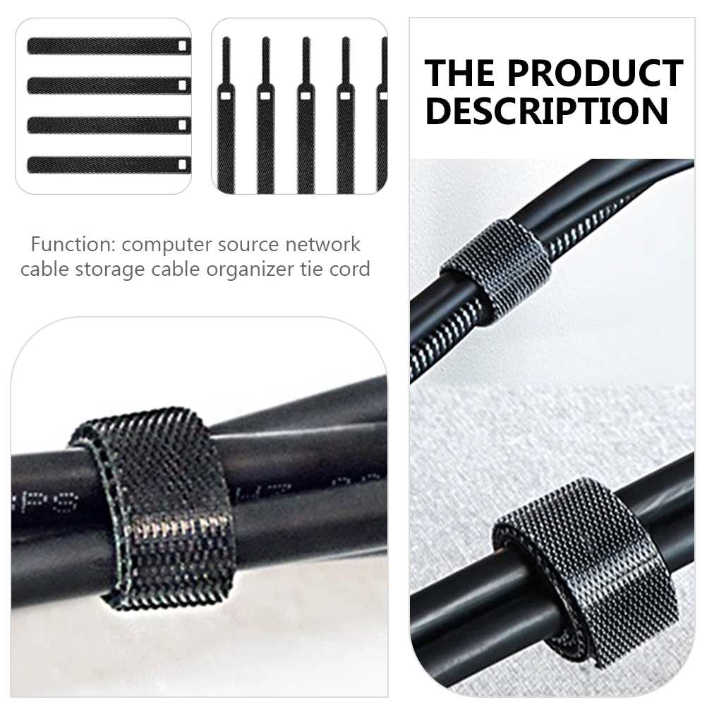 

40pcs Reusable Cable Ties Adjustable Cord Management Straps Nylon Wire Tie Hook Loop Fastening Organizer Tools For Home Office