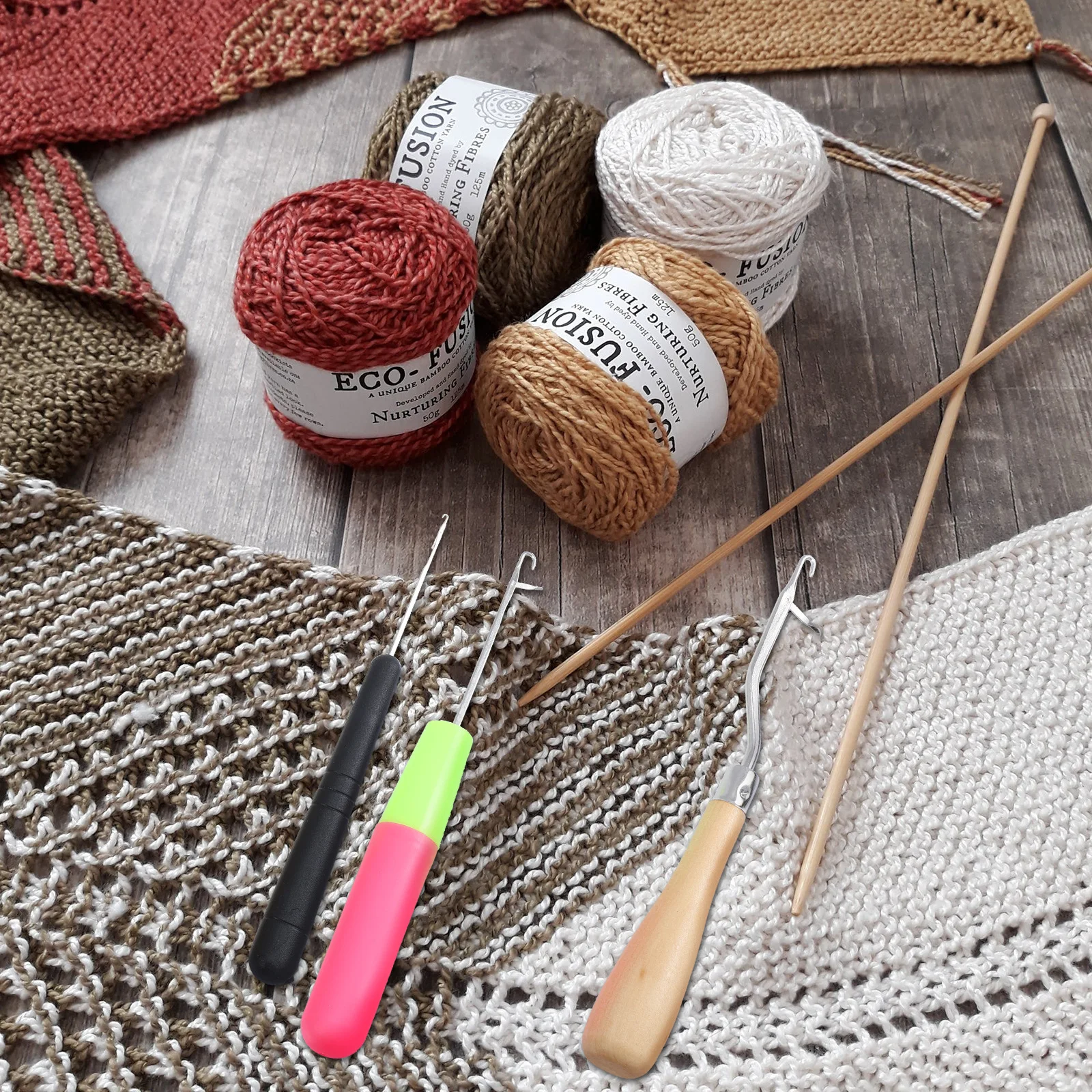 

1Set Knitting Needle Tool Kit Professional Crochet Weaving Set Light Comfortable Grip for Sweaters Socks DIY Yarn Creations