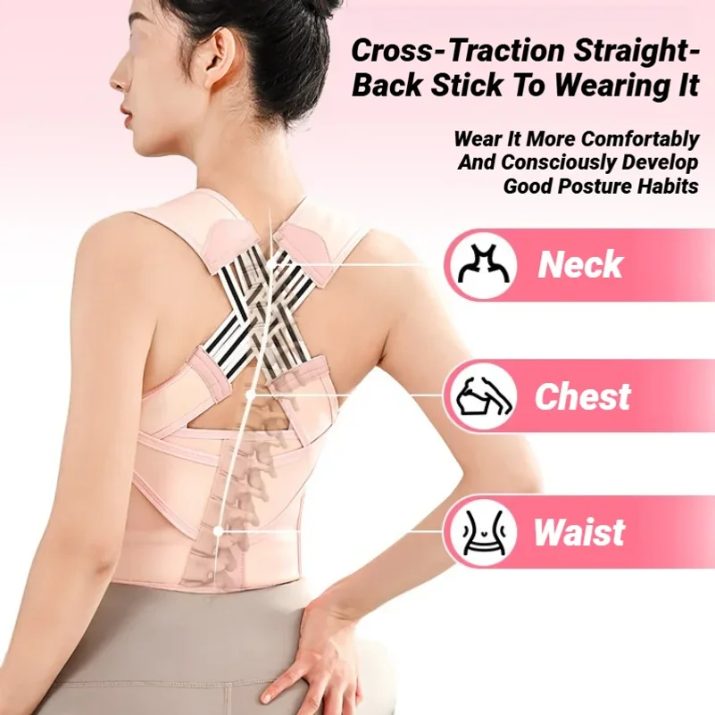 Back Brace Posture Corrector For Women And Men, Shoulder Straightener Adjustable Full Support Upper Lower Pain Relief Belt - view 3