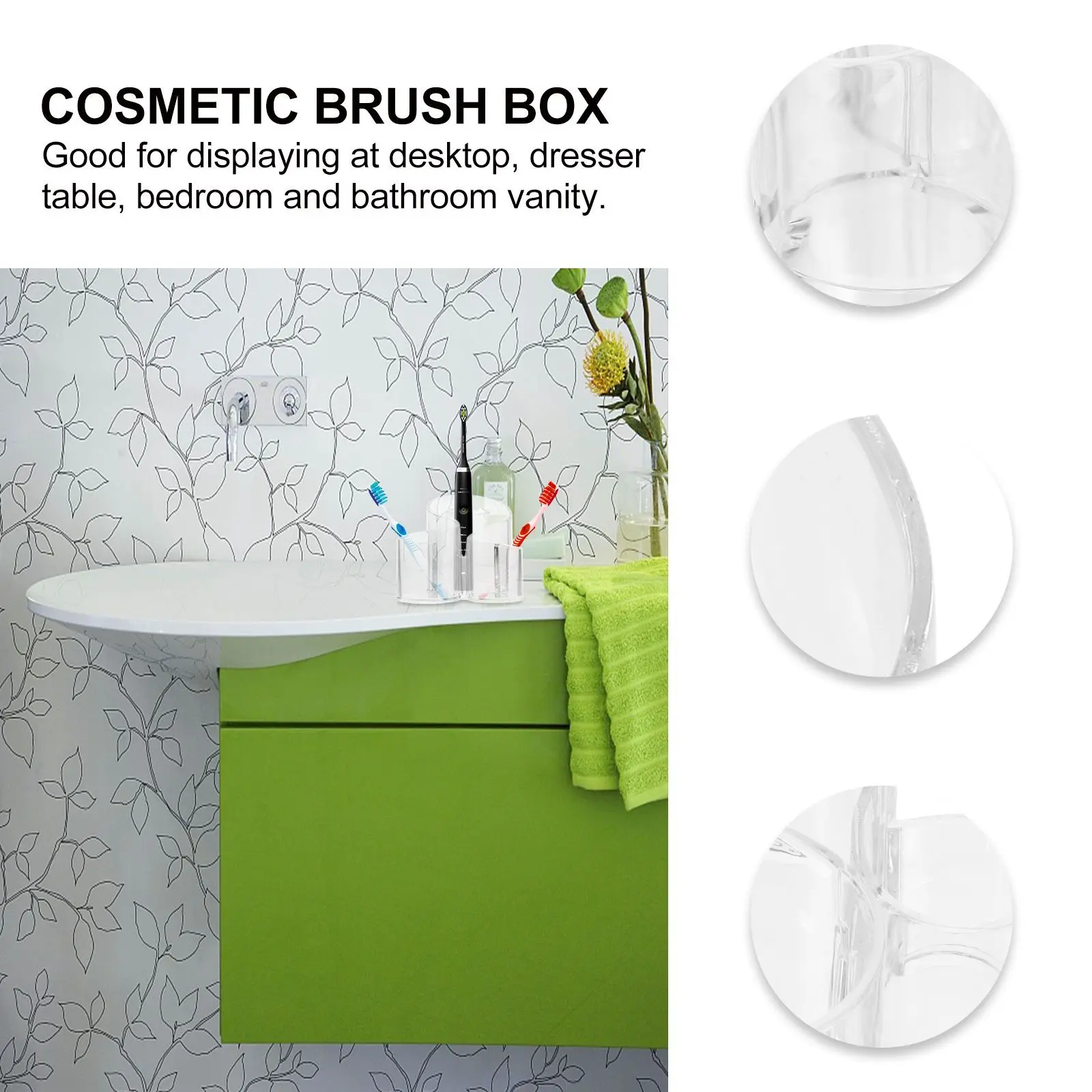 1Pcs Acrylic Brush Organizer Transparent Eyeliner Holder Makeup Tool Box Durable Pen Storage Container Vanity Display