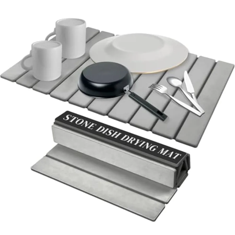 

Большой коврик для сушки посуды на кухонной столешнице, ультра-впитывающий и быстросохнущий, складной, из диатомитовой земли, прочный