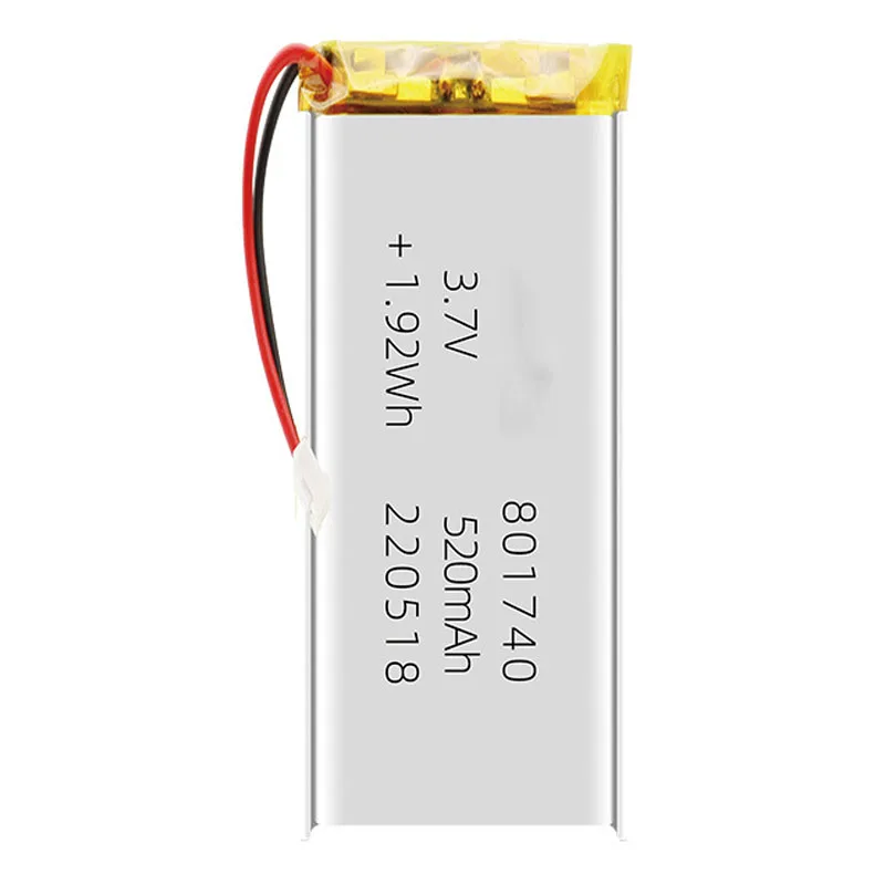 2/5/10/20 Pcs 3.7V 520mAh 801740 bateria litowo-jonowa 2.0mm złącze JST