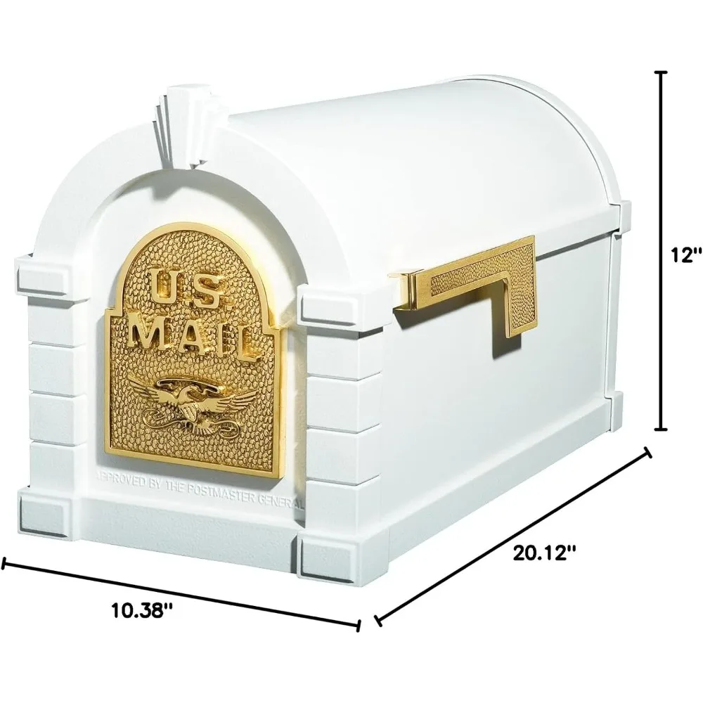 Gaines KS-1A - Eagle Keystone Series Mailboxes - White/Polished Brass