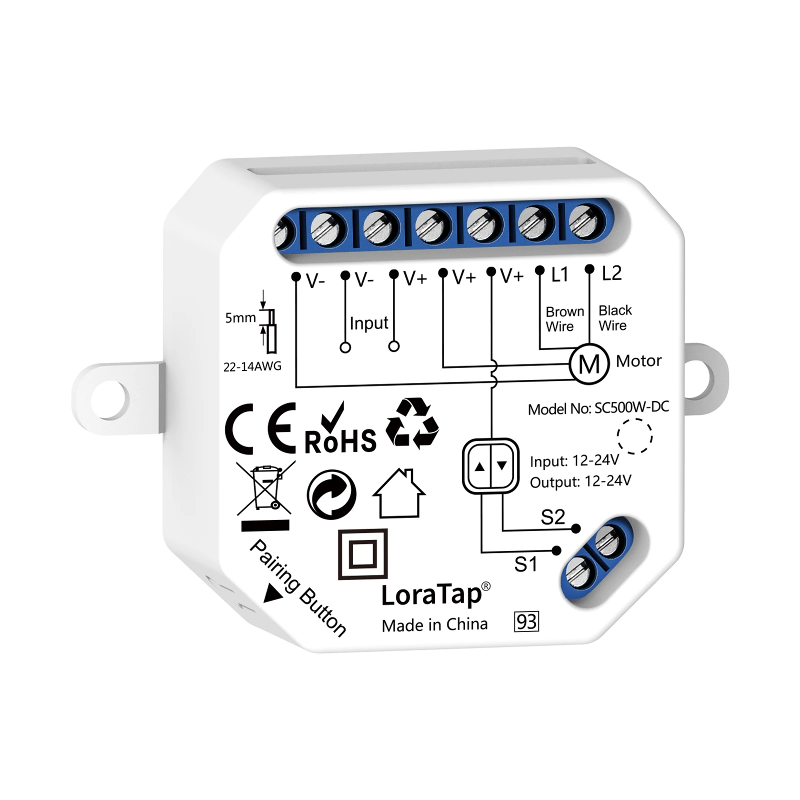LoraTap Tuya Smart Life Moduł przełącznika DC 12-24V do rolet Pokrywa basenu Silnik elektryczny Sterowanie głosowe przez Google Home Alexa — 2