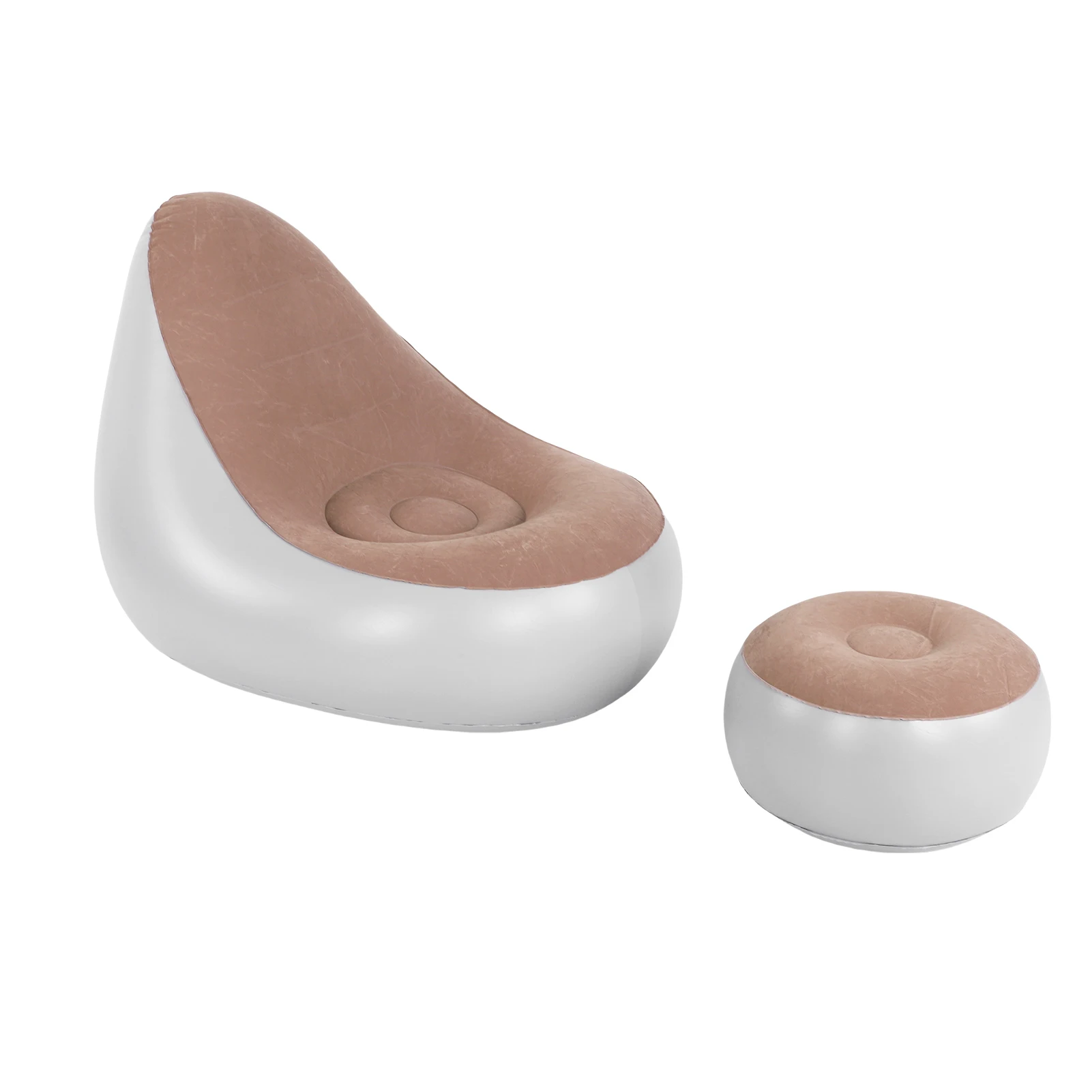 

Надувной стул с пуфиком, водонепроницаемый удобный надувной стул, коричневый надувной стул с пуфиком