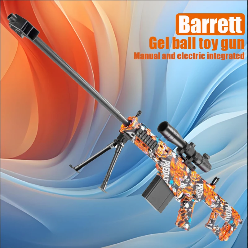 High-Speed Barrett Sniper Gun Toy with Gel Jet Bomb - 7.4V Dual/Automatic Mode Fully Automatic and Semi-Automatic Shooting Durable Pvc Material