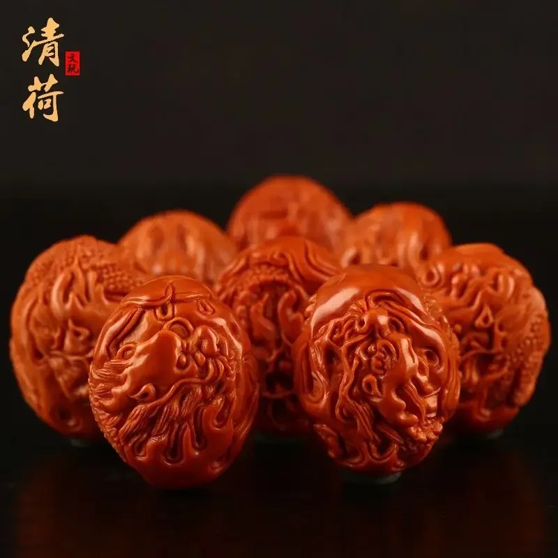 Su Gong's Olive Carved Bracelet Hand-carved Jiulong Opera Pearl Wen Play Men's Large Seed Short Round Olive Hand String Jewelry