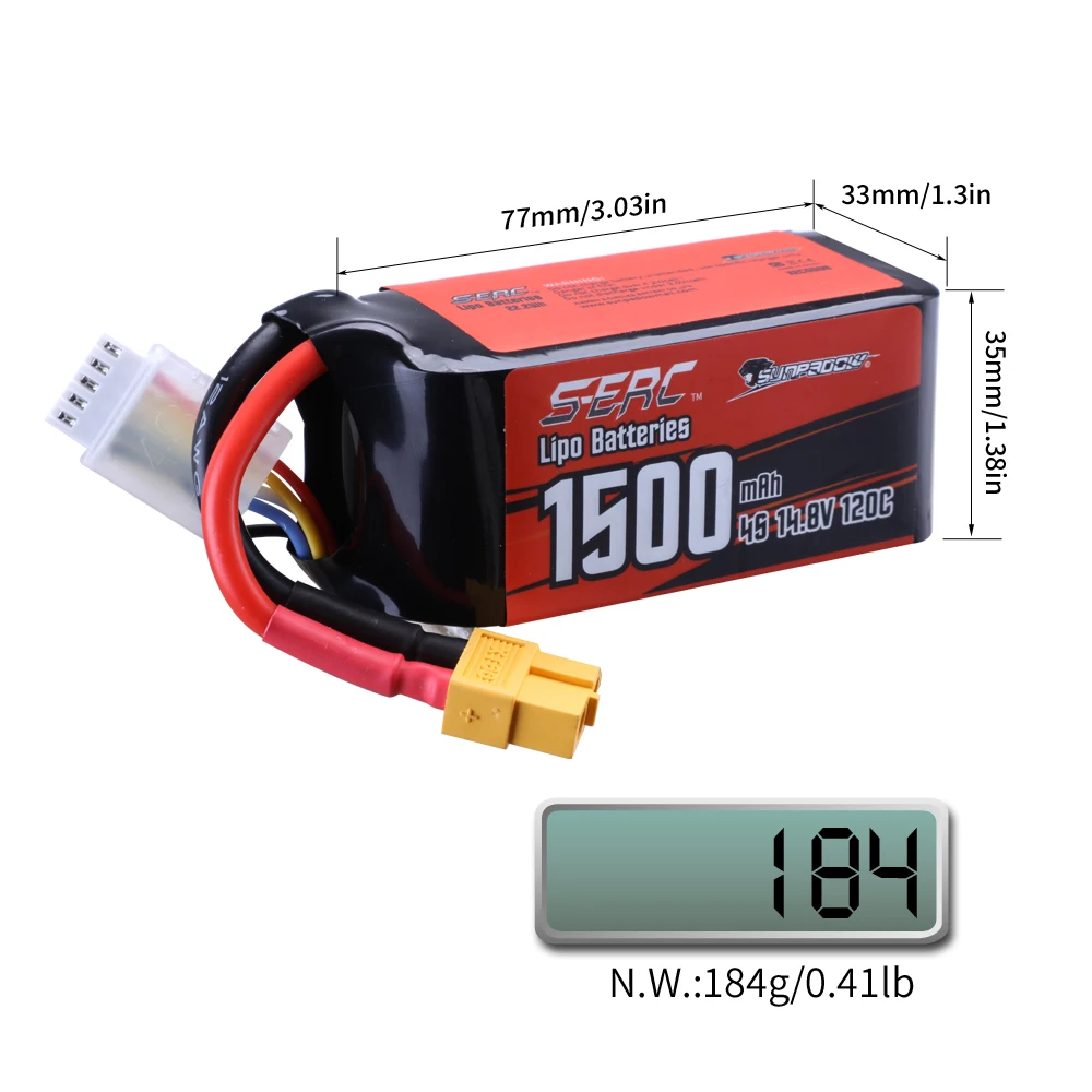 SUNPADOW 4S 14.8V Lipo batteria 1100mAh 1300mAh 1500mAh 120C con spina XT60 per RC FPV elicottero aereo Drone Quadcopter Hobby