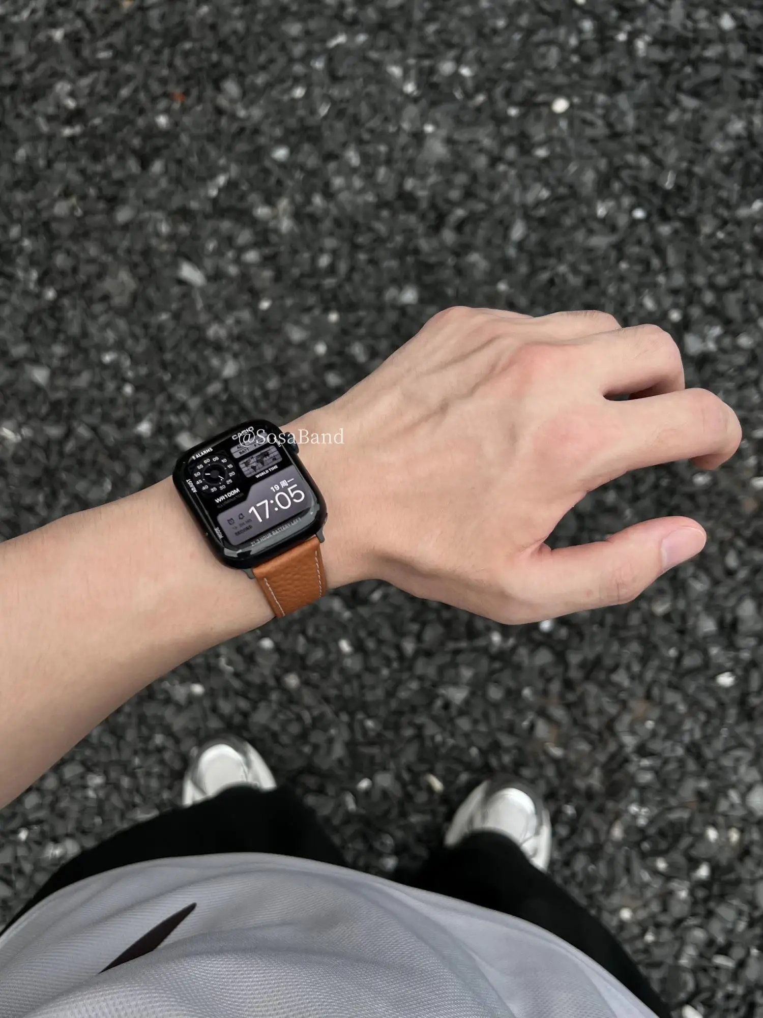 SosaBand Textured lychee pattern H buckle magnetic suction suitable for Apple watch strapS10AppleWatch89iwatch