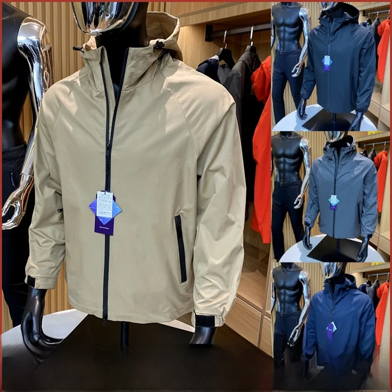 

2023 Spring New Men's Outdoor Jaet Hooded Tailored Pure Color Zipper Closure Stand Fit Faion Urban Sle Long Sve