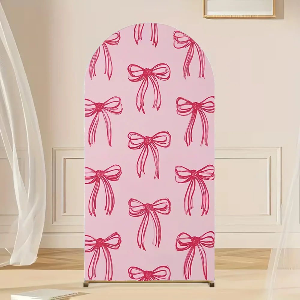 

Pink Bow Arch Backdrop Cover Girl Birthday Baby Shower Birthday Background Party Chiara Arched Photo Backdrop