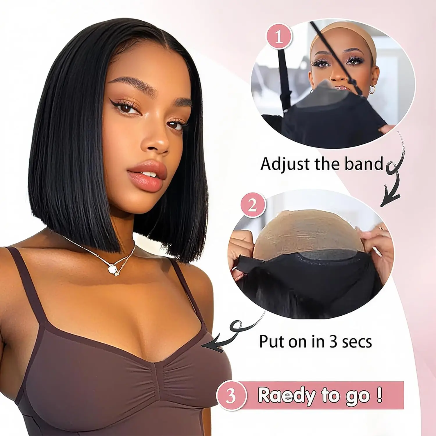 Smilegirl 5x5 HD Lace Short Bob Wig Human Hair Wear And Go Glueless Wigs Straight Closure Wig Human Hair Wigs Pre Plucked For Black Women - view 3