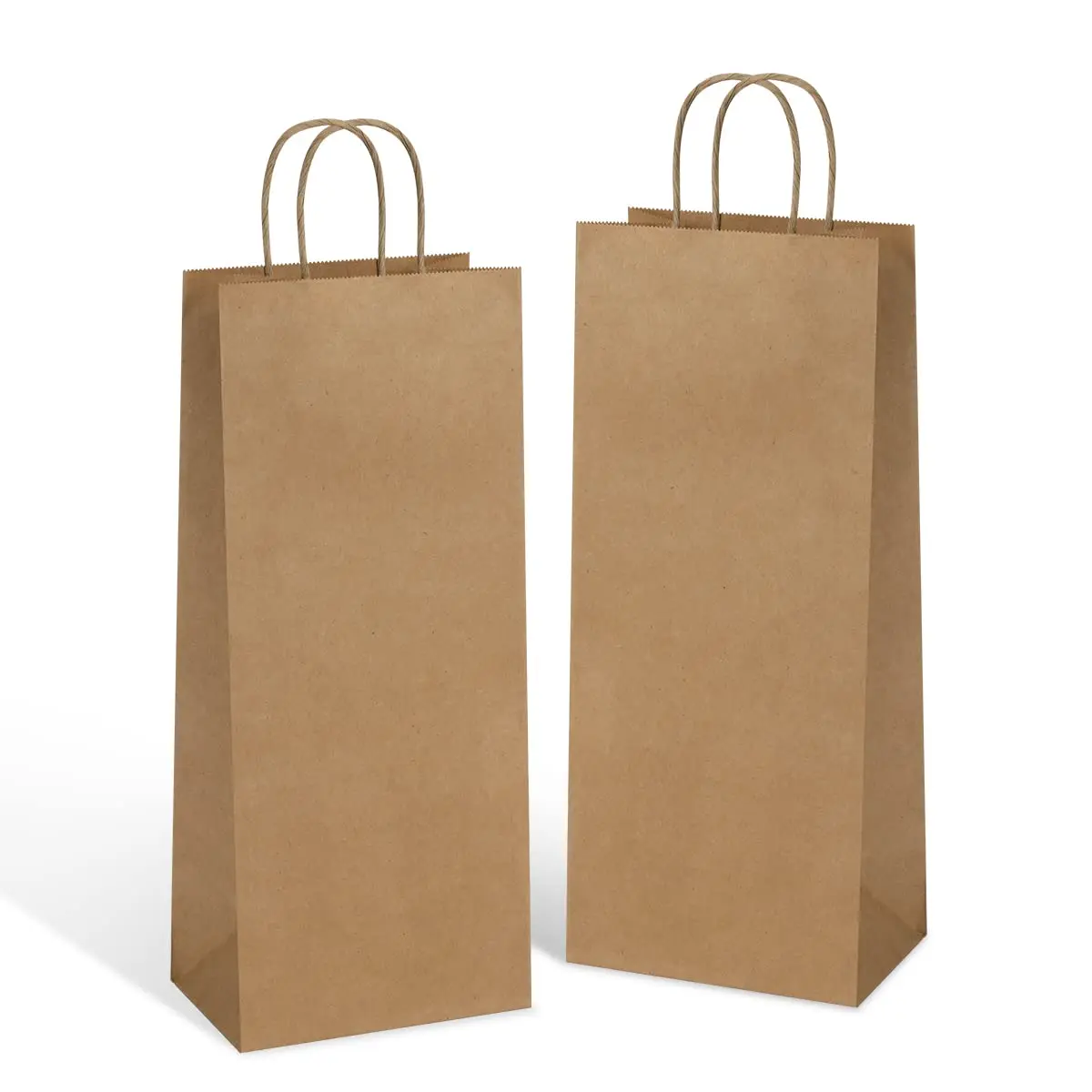 Brown Kraft Paper Wine Bags with Handles, 10/20PCS Gift Bottle Bags for Christmas, Wedding, Party Favor Bags