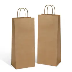 Kraft Paper Wine Bags with Handles, 10/20PCS Single Bottle Gift Bags for Christmas, Wedding, Party Favor Bags