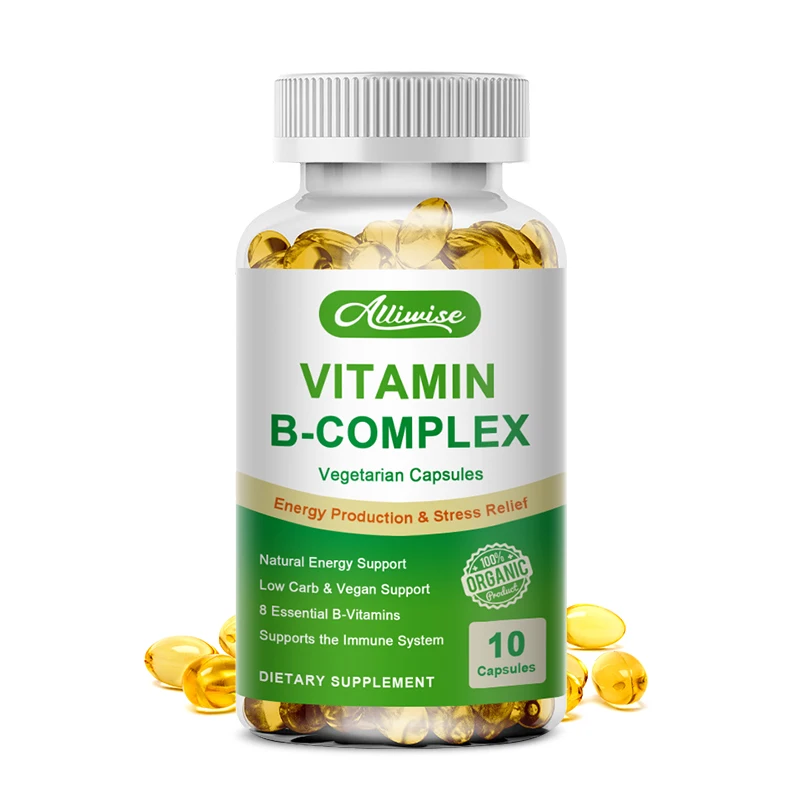 

Alliwise Vitamin B Complex Vegan Capsules Biotin for Improve Stress Increase Immune System Healthy Supplement Hot Dropshiping