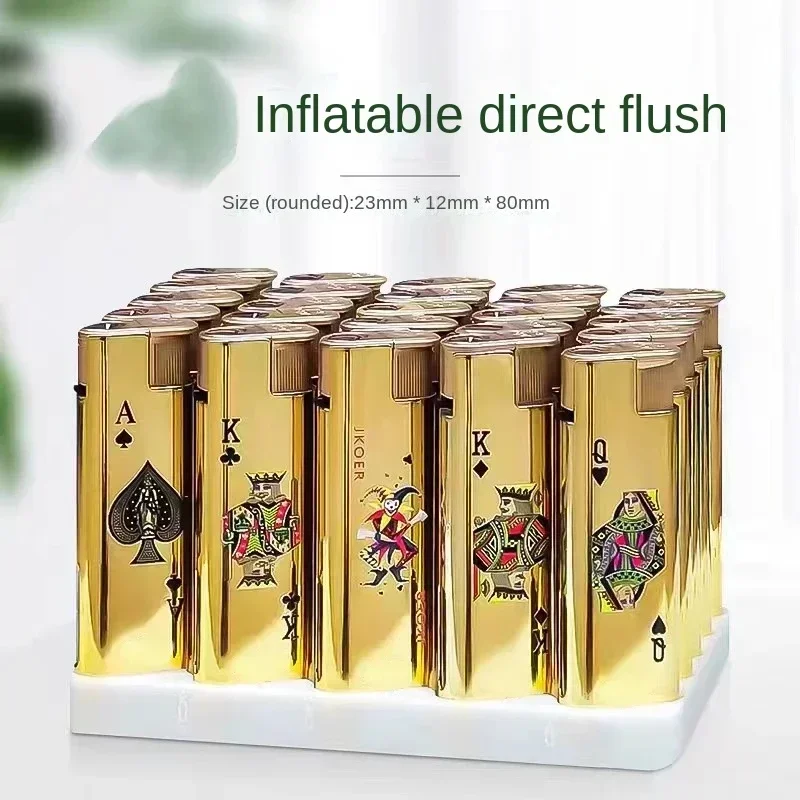 

Metal Windproof Playing Cards Lighter Blue Flame Direct Charging Lighter Inflatable 15PC/25PC/50PC Men's Cigarette Accessories