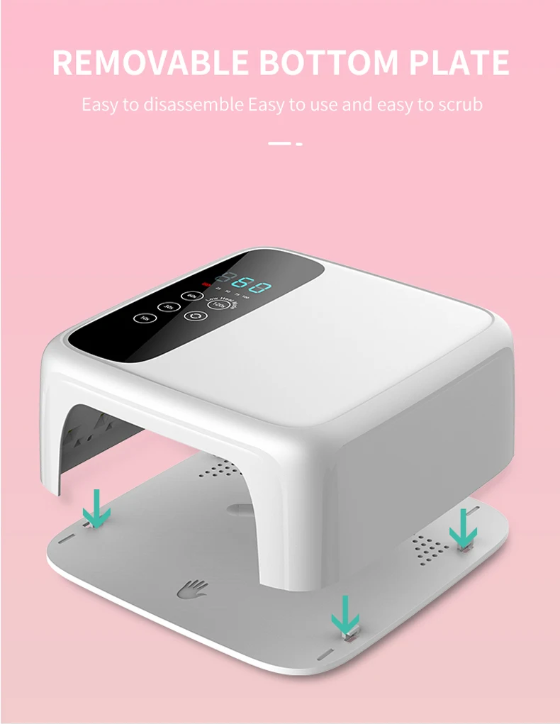 แบบพกพา 72W ไฟ LED ไร้สายแบบชาร์จไฟได้เซ็นเซอร์อินฟราเรด UV LED เล็บเจล Polish Curing Lamp เครื่องเป่าเล็บ 4 ตัวจับเวลา