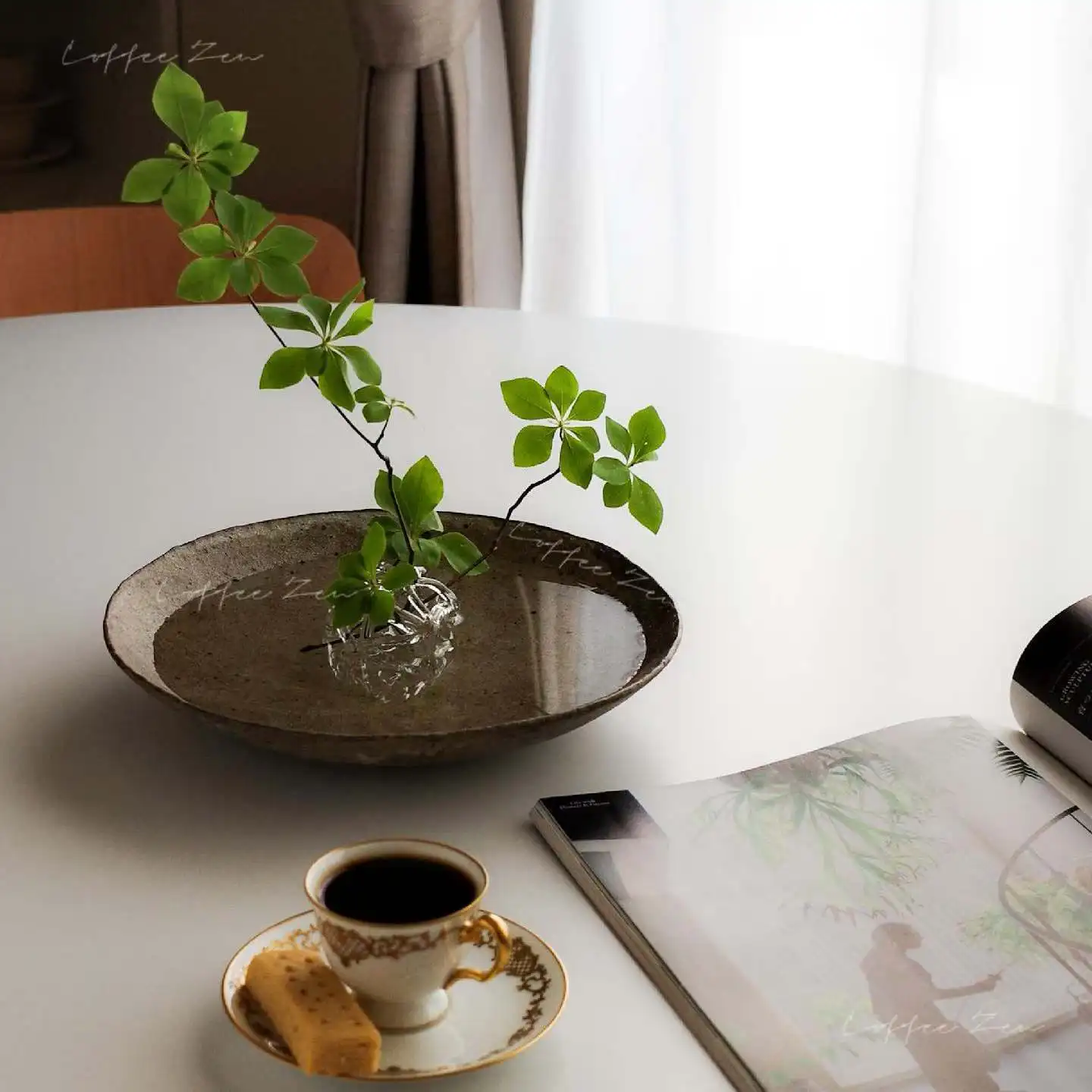 Japanese-style Zen decoration creative transparent handmade glass flower ware ornament hotel homestay jewelry floral flower