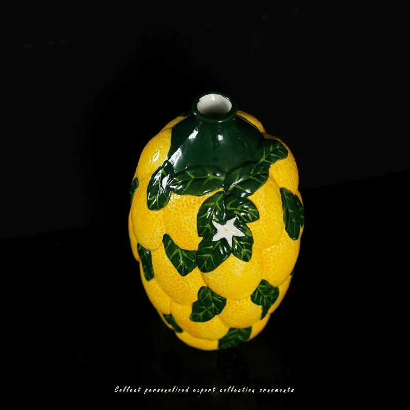 Creative Lemon Fruit Shaped Ceramic Vase Living Room Flower Arrangement Home Decoration Homestay Flower Arrangement  Jarrones