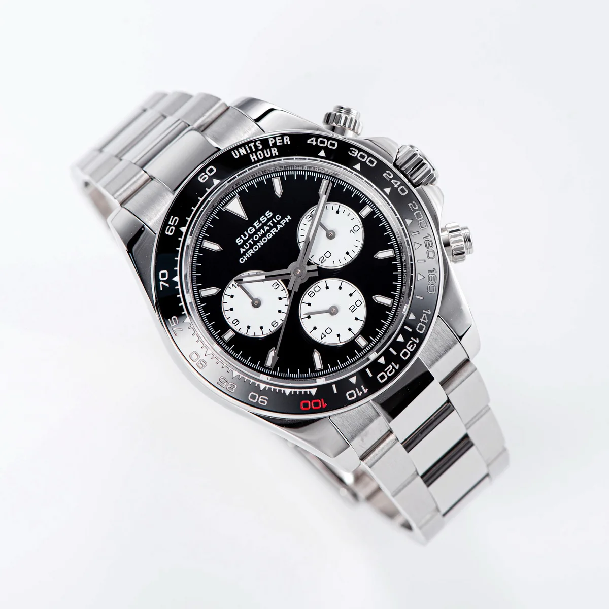 Sugess Panda Chronograph Uhrwerk Automatische mechanische Chronograph Armbanduhr Wasserdicht Tauchen Herrenuhren Keramiklünette Tona – Detail 11