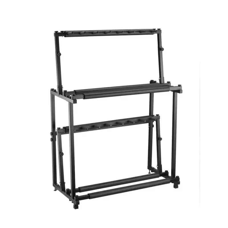Portable Foldable Double Ukulele Stand Adjustable Height Instrument Hanger for Outdoor Showroom Display Rack Storage Holder
