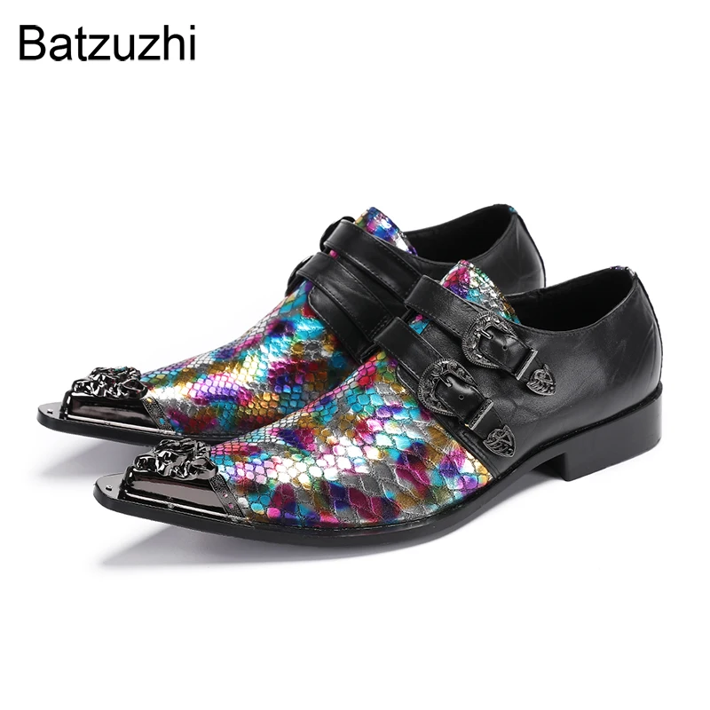 

Batzuzhi Color Men's Genuine Leather Dress Shoes Handmade Luxury Slip on Pointed Toe Business, Party Footwear! Big Sizes 38-46