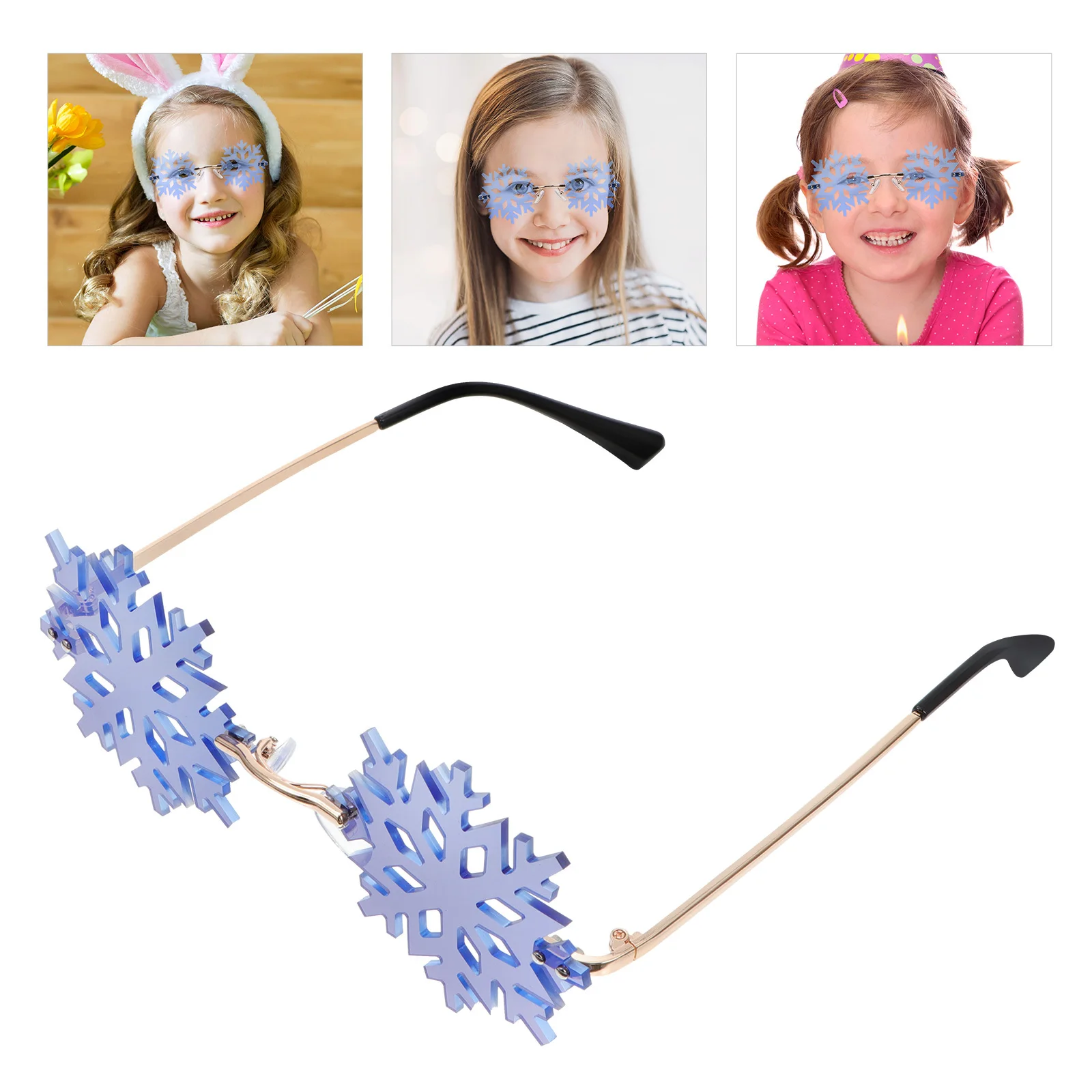 

1Pcs Gold Frame Funny Snowflakes Sunglasses Lightweight Party Glasses for Christmas Festival Photo Props Costume Accessories