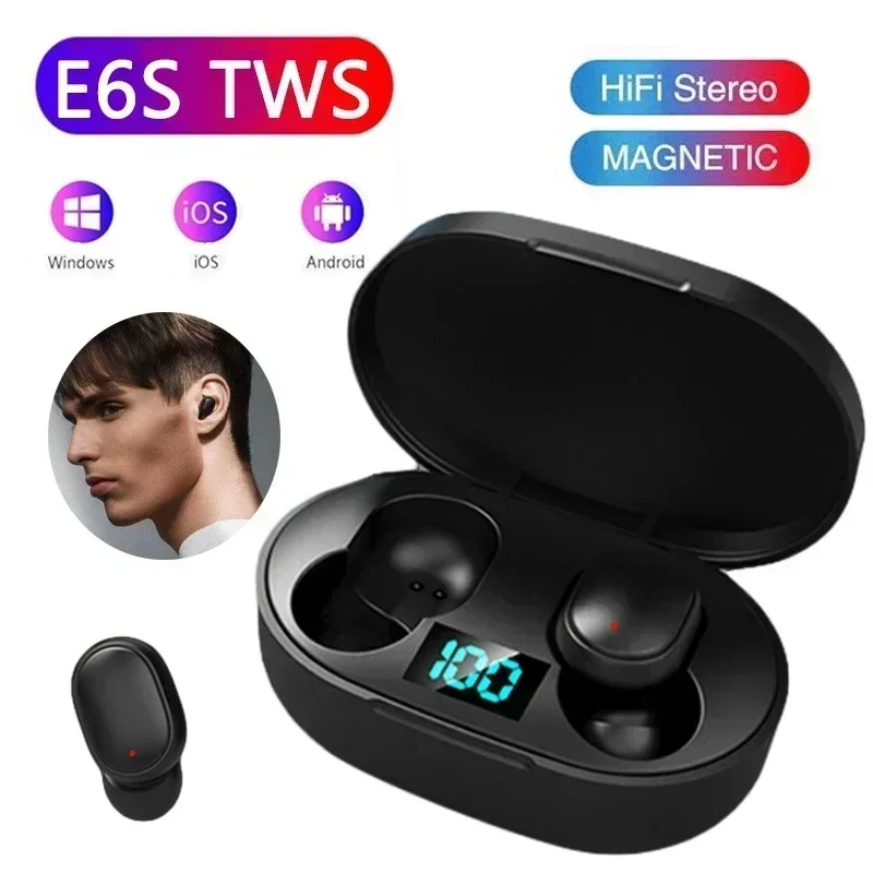 E6S TWS Wireless Bluetooth Earphones Wireless Earbuds Bluetooth Headset Noise Cancelling Earphones with Microphone Headphones