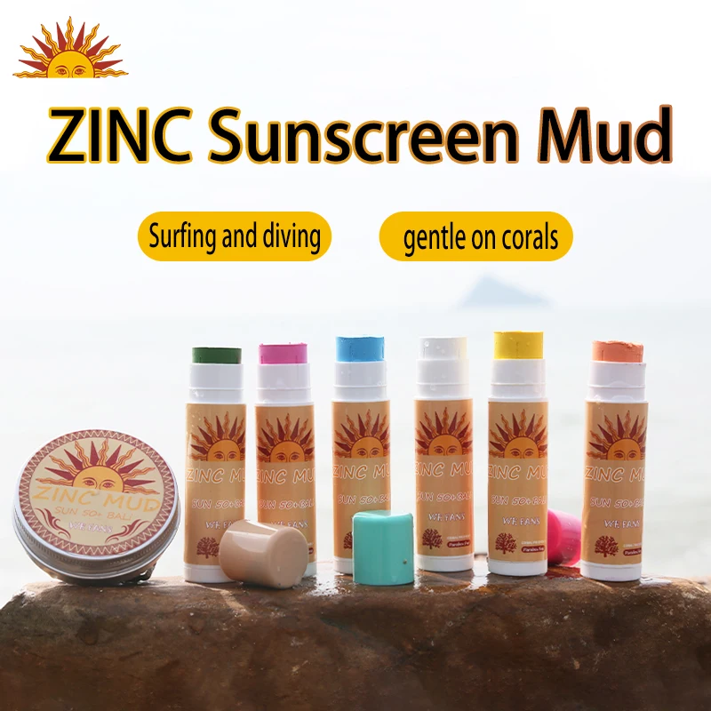 ZINC Sun God Surf Sunscreen Mud Stick Upgrade Physical Color Diving Sunscreen Mud Outdoor