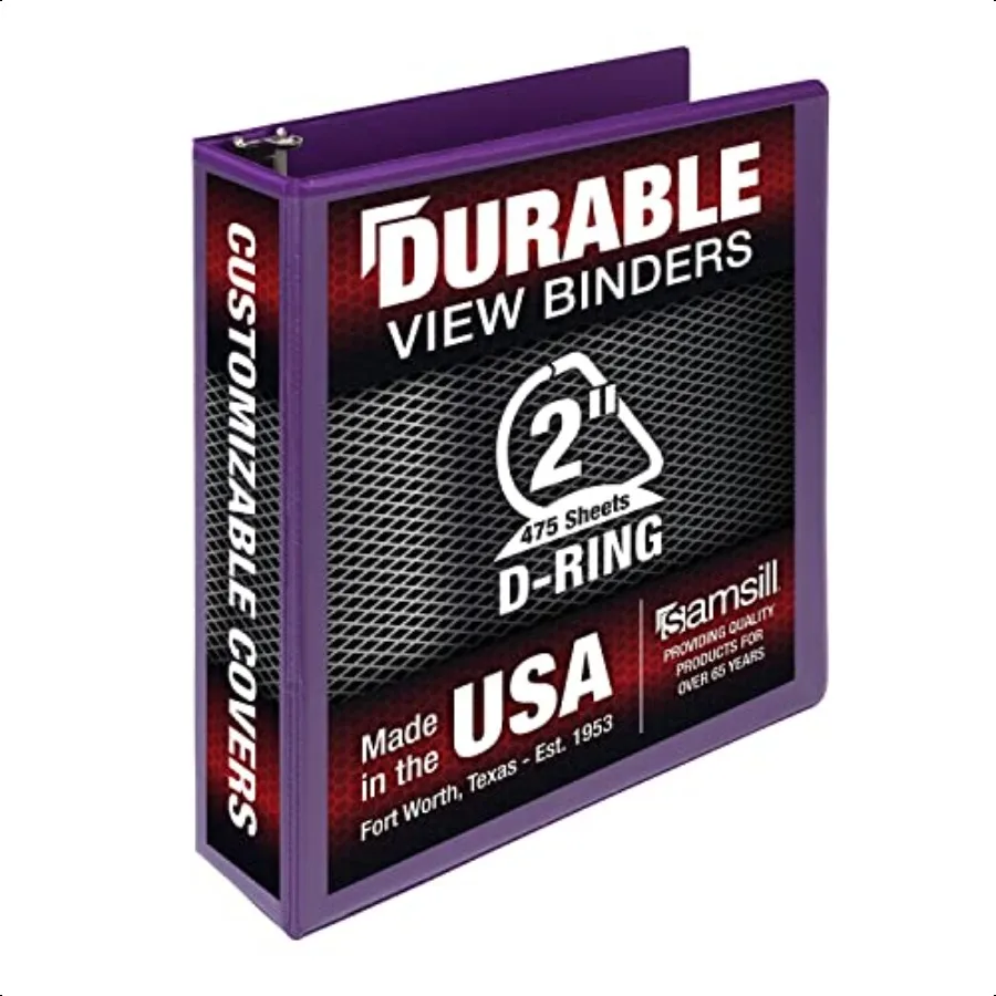 내구성 있는 2인치 3링 바인더 미국산 D링 바인더 FSC 100% 재활용 칩보드 퍼플