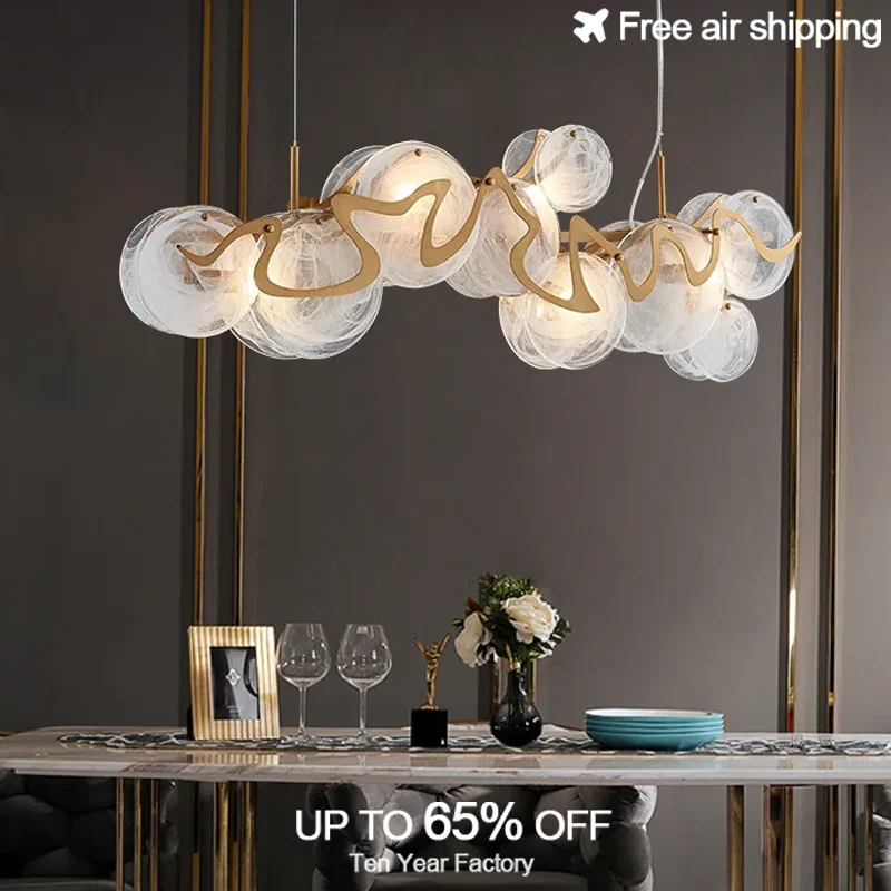 

Modern Nordic Gold Glass E14 Led Pendant Light Chandelier Ceiling Hanging for Living Room Home Interior Decor Lighting