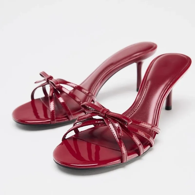 

2025 New Summer High Heel Women Sandals Shoes Fashion Shallow Butterfly-knot Shoes Elegant Wedding Party Shoes