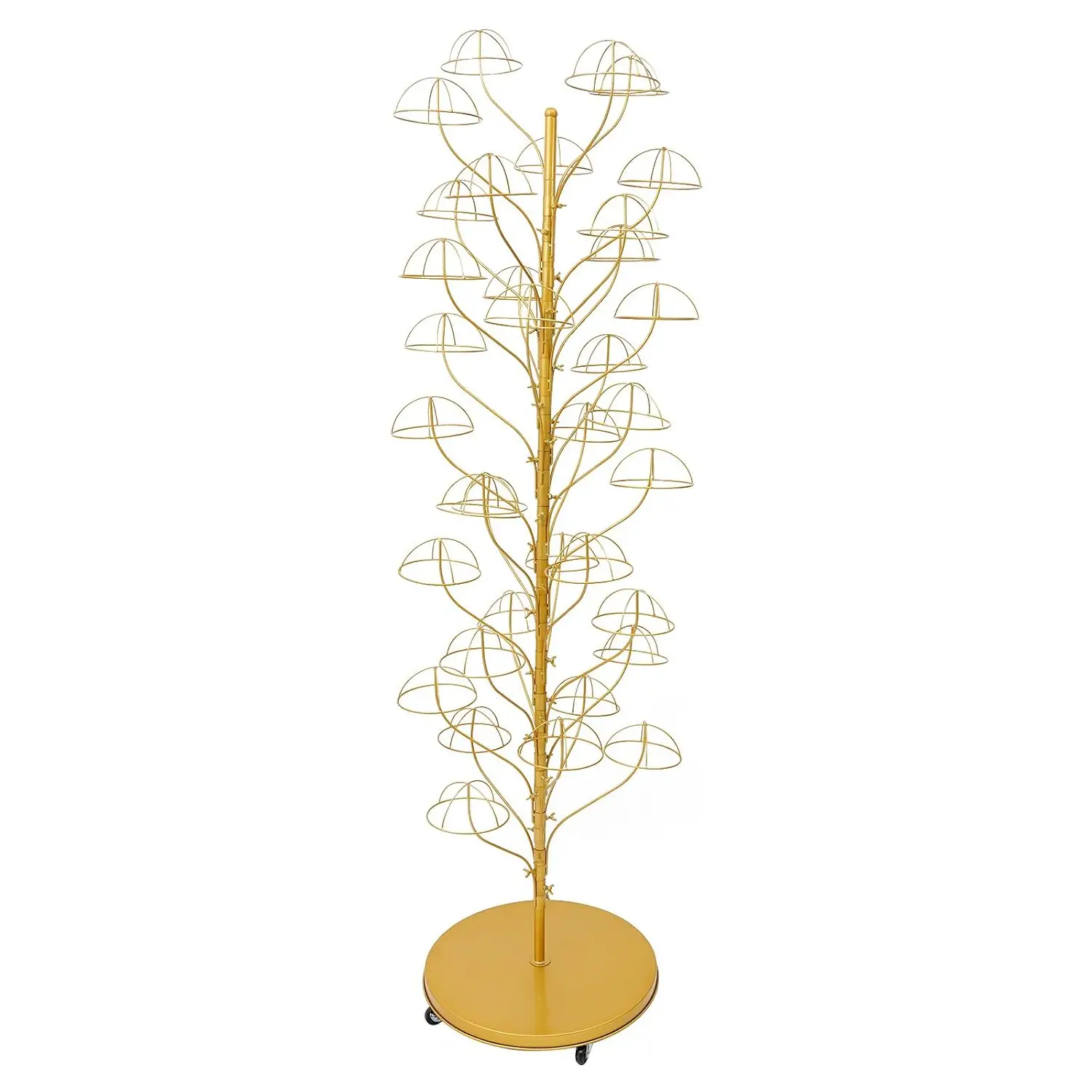 Hat Display Stand, 35 Hooks Standing Hat Rack, 69in Height Commercial Hat Organizer, Metal Rack Stand with 4 Swivel Wheels