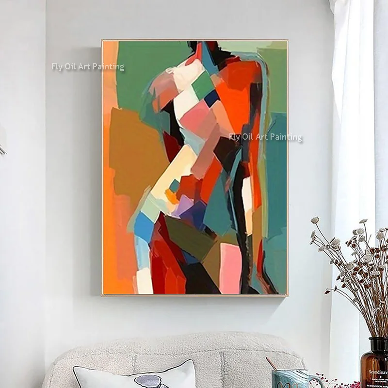 Abstract Set Of Two Design Artwork Red Blue Women Wall Art Handmade Sexy Green Orange Canvas Oil Painting For Bedroom Decor