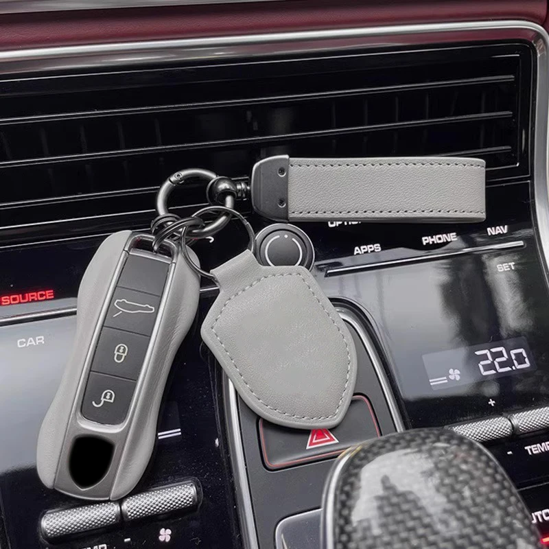 For Porsche Leather Car Key Case Keycase Key Fob Remote Cover Shell Replace For Cayenne Panamera Taycan 911 New Style