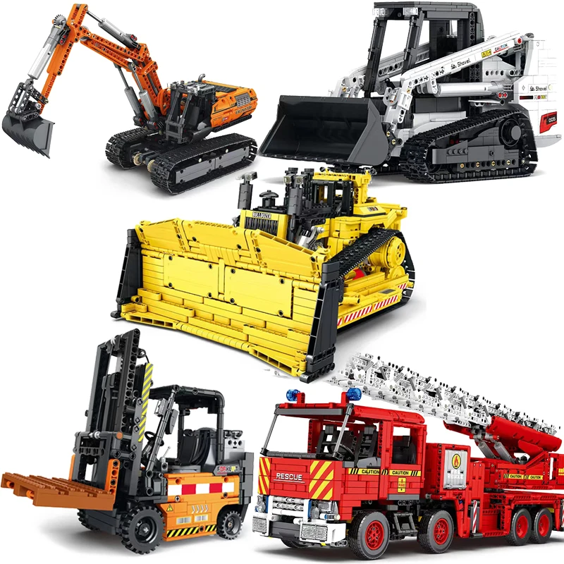 

2.4G Remote Control City Construction Vehicle Building Blocks Mechanical Large Bulldozer Crane Truck Model Bricks Kid Toys MOC