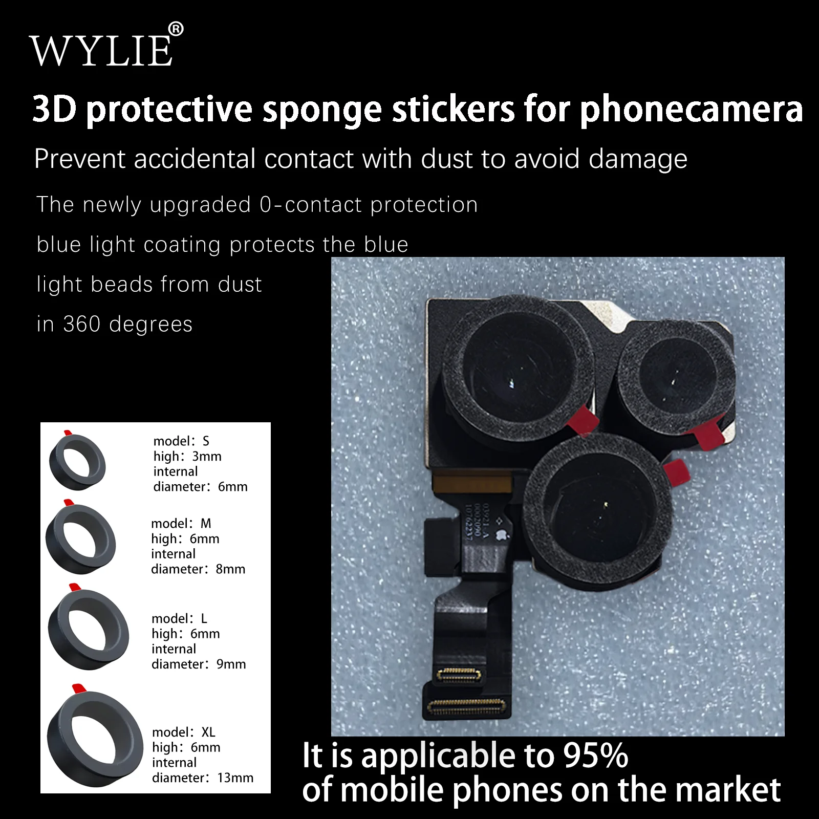 WYLIE ثلاثية الأبعاد كاميرا حماية الإسفنج ملصق 70 قطعة/الحقيبة العالمي للهواتف المحمولة حماية ملصق مجموعة أدوات الكاميرا الأمامية والخلفية
