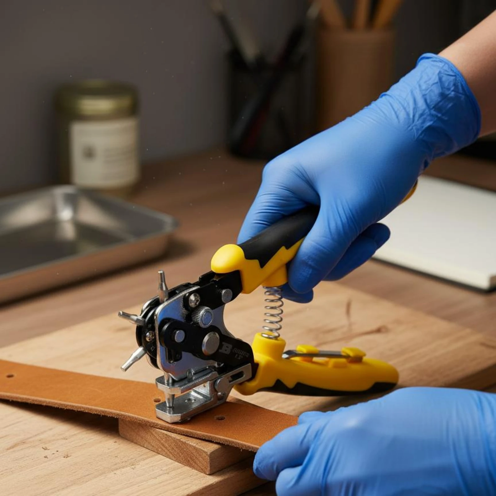

Belt Hole Puncher Sharp Punches Revolving Pierce Pliers Leather Hole Pierce Tool Ergonomic Grip Handle Crafting Supply