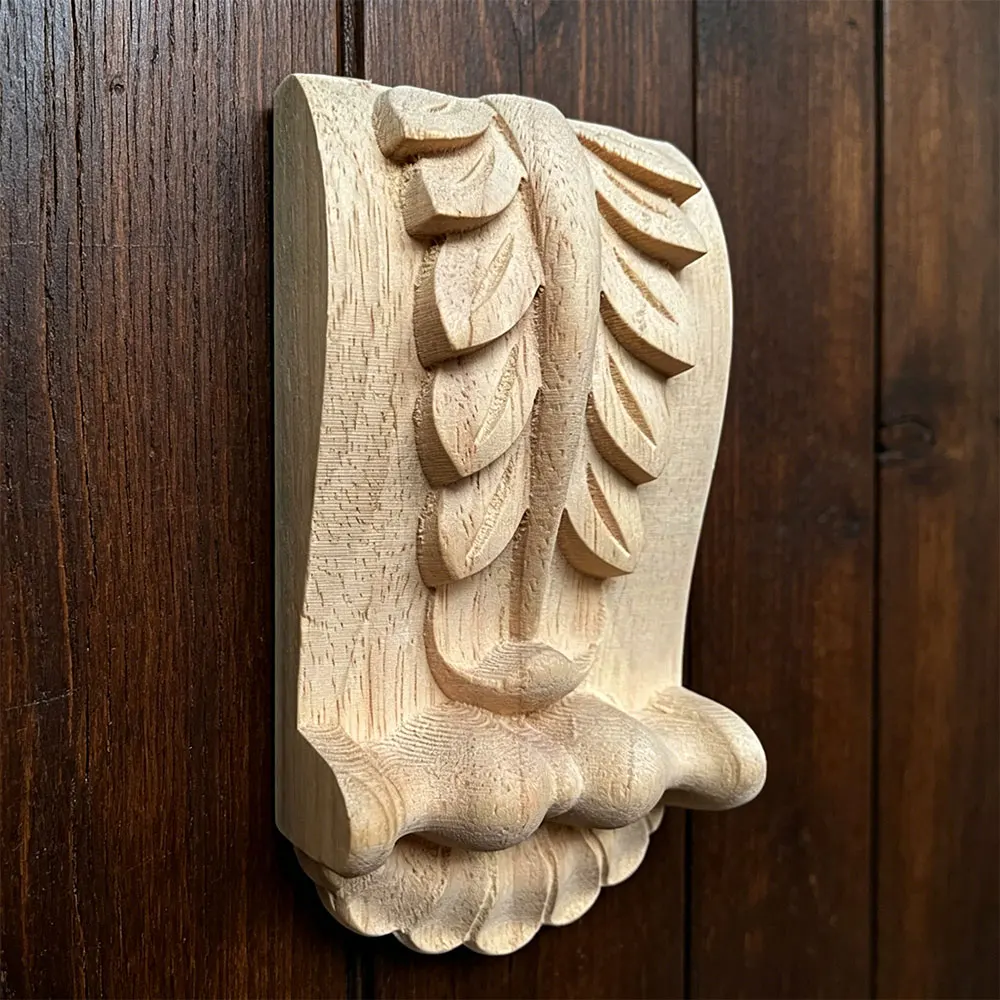 2-個-12-センチメートル天然オーク材彫刻アップリケ家具ヴィンテージ家の装飾装飾メゾンアクセサリーモダンな風水
