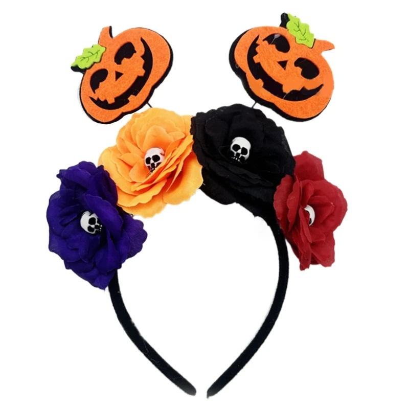 Halloween Headband Dark Series Flower Pumpkin Hairband Punk Skull Headhoop Party Hair Decors Holiday Festival Headpiece