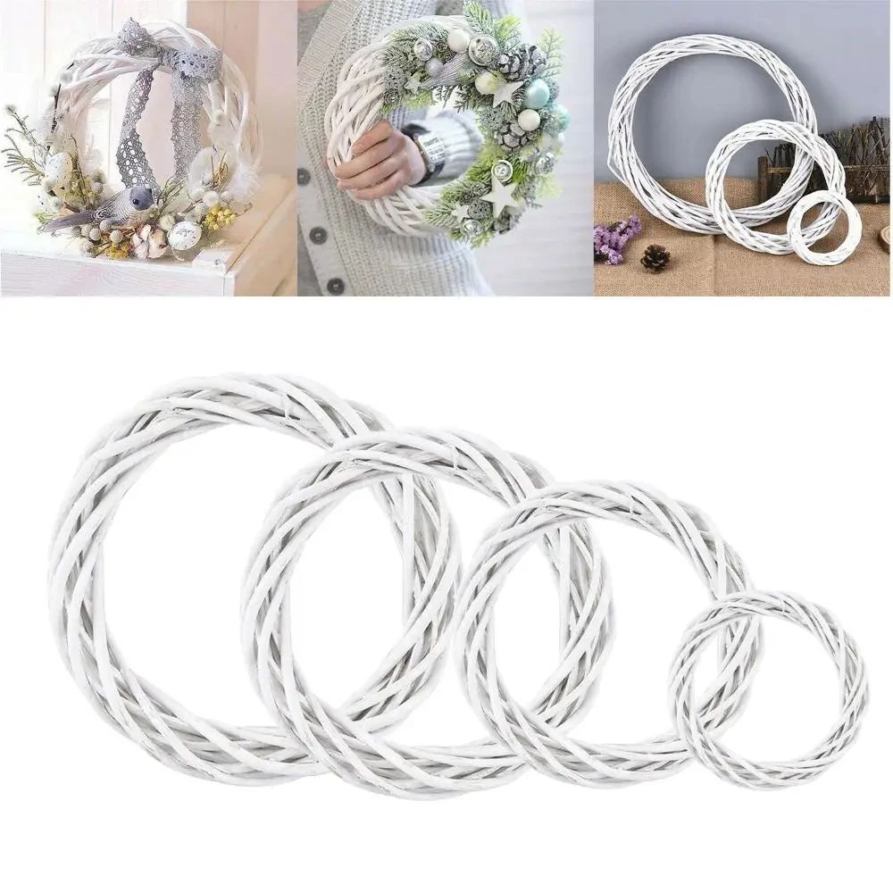 10-30CM White Wicker Wreath Natural Blank Garland Window Door Hanging Rattan DIY Handmade Craft Wedding Xmas Partrty Decorations