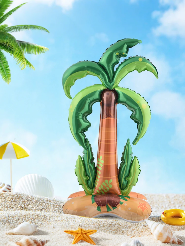 Große stehende Kokospalmen- und Kaktus-Aluminiumfolienballons eignen sich für Partys, Feiern und Geburtstage in Hawaii. – Detail 4
