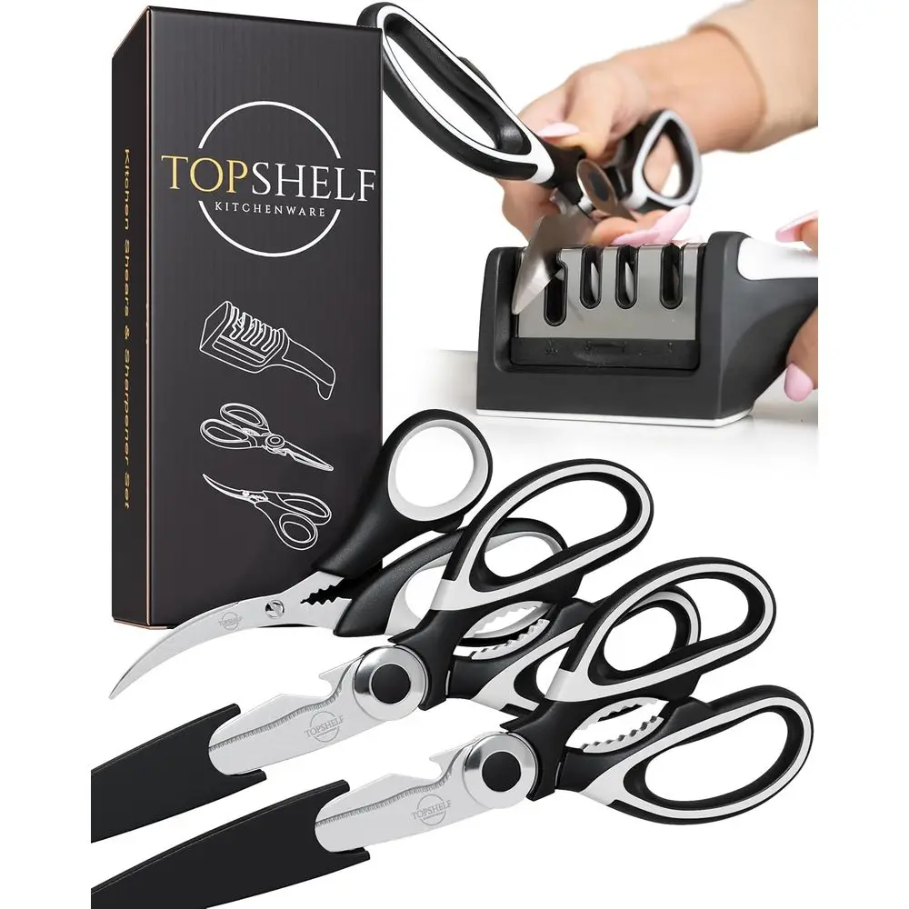 

Durable Multipurpose Stainless Steel Kitchen Shears Set for Meat, Seafood, Poultry - 4 Pieces
