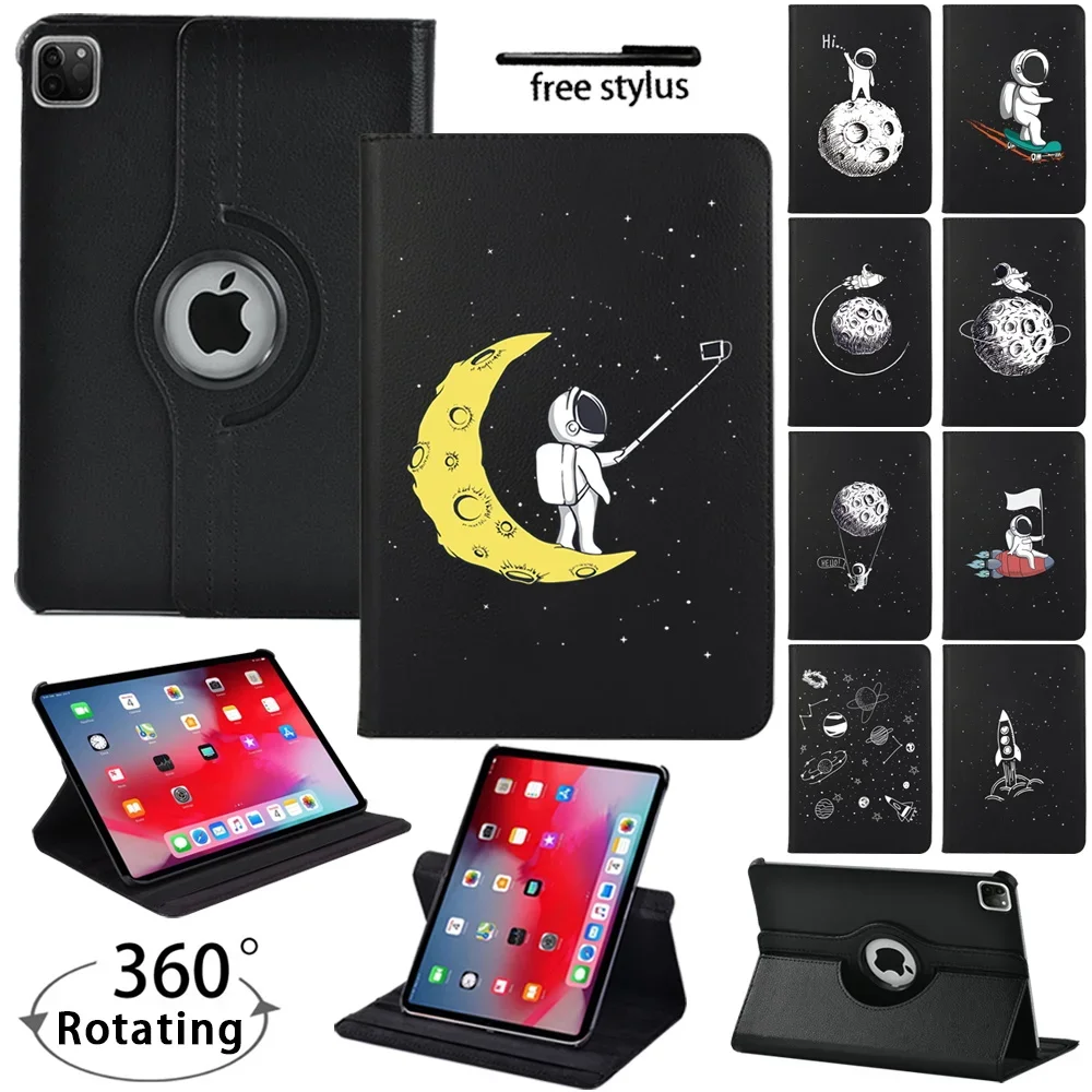 

For Apple Ipad Air 1/2 9.7"/air 3 10.5/air 4/ Air 5 10.9"360 Rotating Flip Tablet Case Astronaut Print Pattern Protector Shell