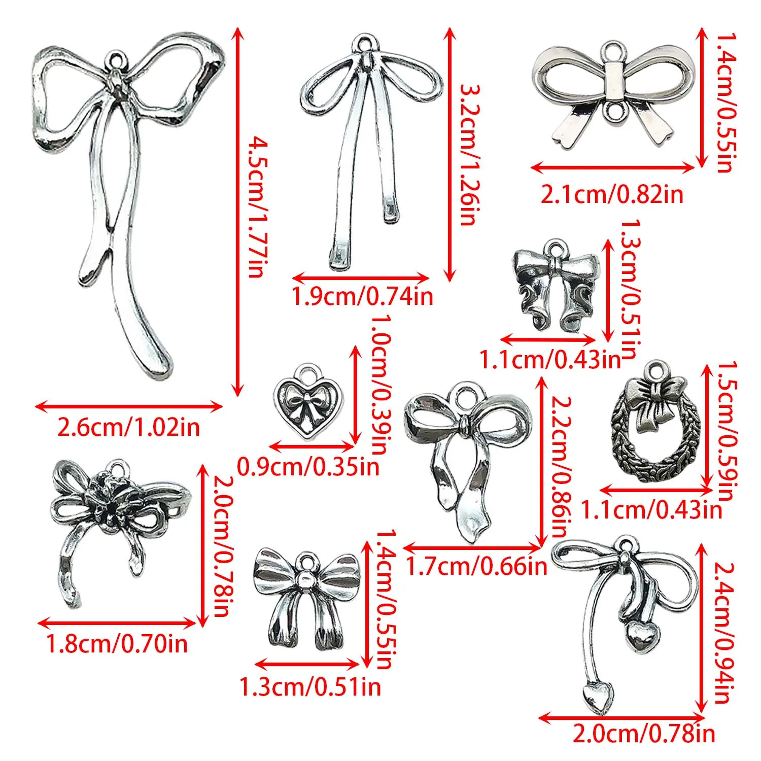 20pcs Antique Silvery Vintage Bowknot Design Charms Alloy Pendants for DIY Bracelet Necklace Jewelry Making Accessories
