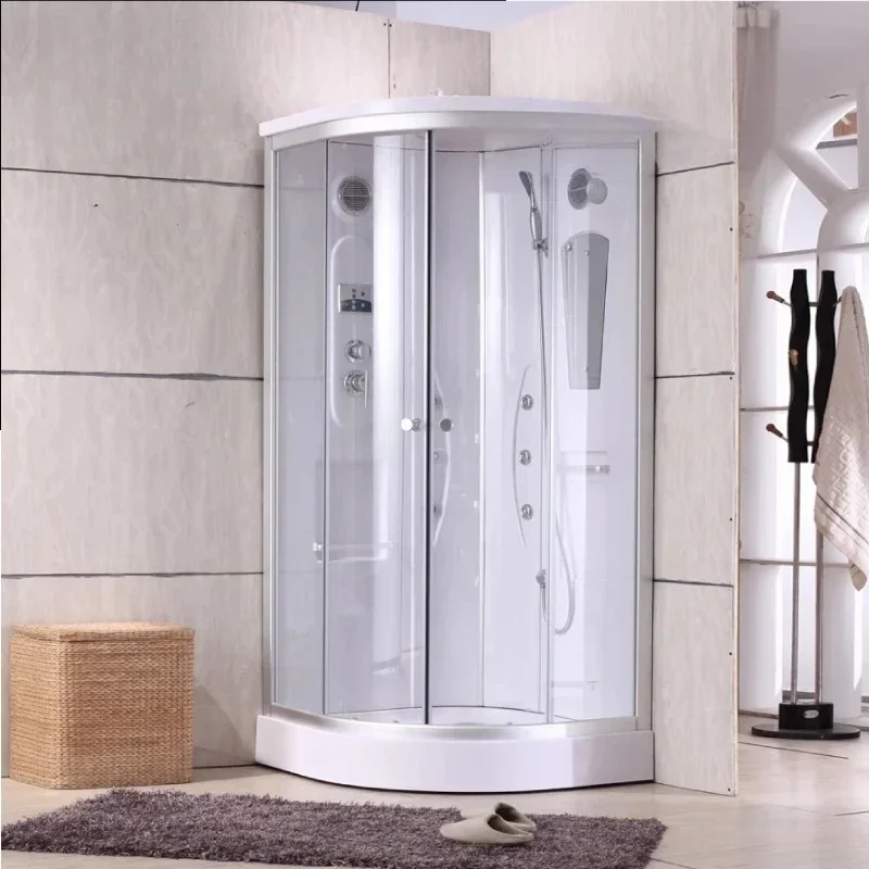 JJLuxury Steam Shower Room, White Overall Bathroom Bath Room With Bathtub Tempered Glass Stylish