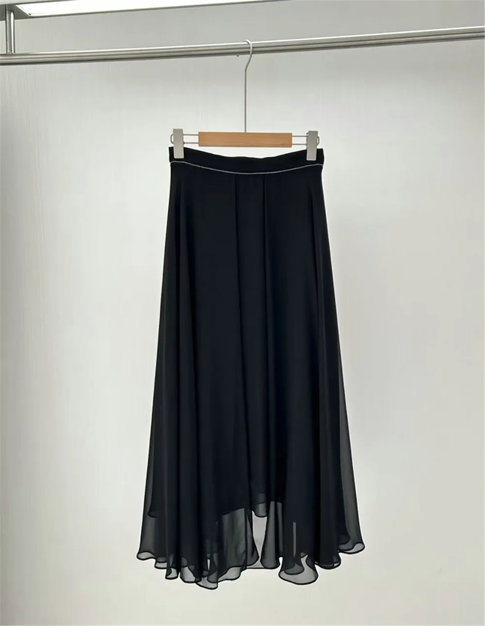 25 primavera/verão nova feminina 100% seda amoreira de alta qualidade e elegante linha a grande balanço meia saia