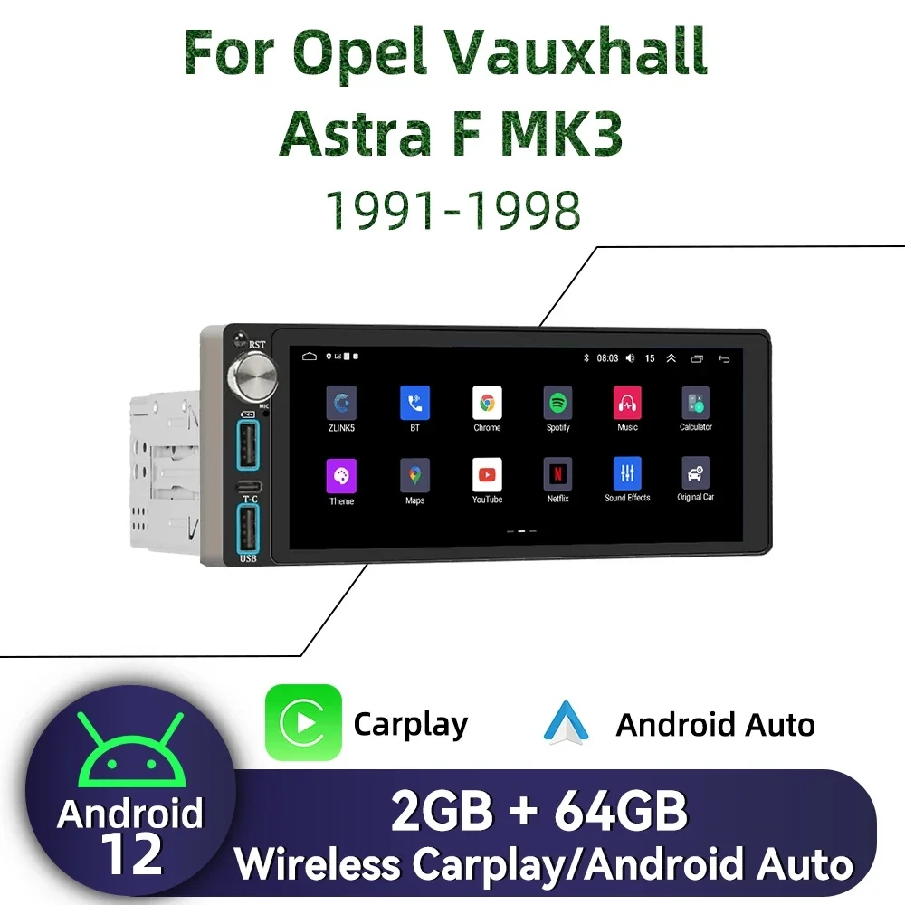 

Carplay 6.86" Screen Multimedia 1Din Android Car Radio for Opel Vauxhall Astra F MK3 1991-1998 Head Unit Autoradio Stereo GPS BT