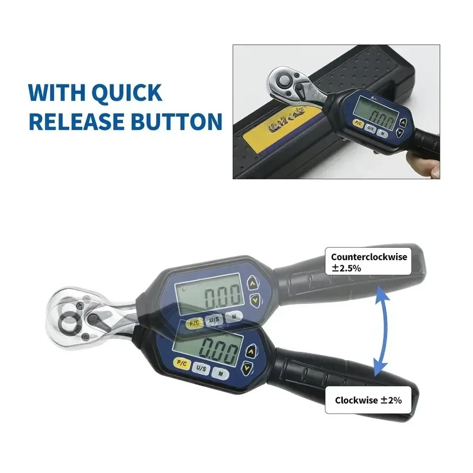 1/4'' 3/8'' 1/2'' Mini Torque Wrench Bidirectional Ratchet Head Adjustable Torque Wrench Digital