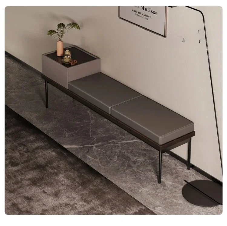 Italian Bedroom Bed End Stool First Layer Cowhide Living Room Sofa Stool Cloakroom Long Sofa Leather Stool